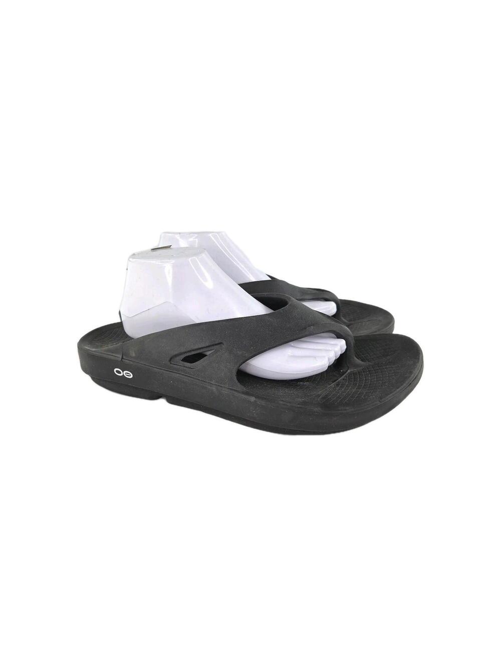 Oofos Oolala Mens Recovery Thong Sandals US 13 Black Flip-Flops Shoes